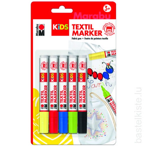 KIDS Textil Marker, Textilstifte 5er Set