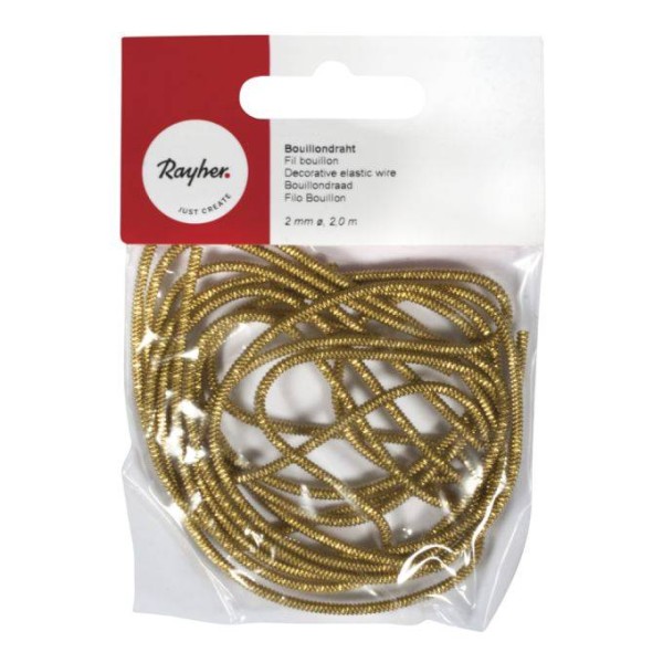 Bouillondraht, 2,0 mm, 2m -gold-