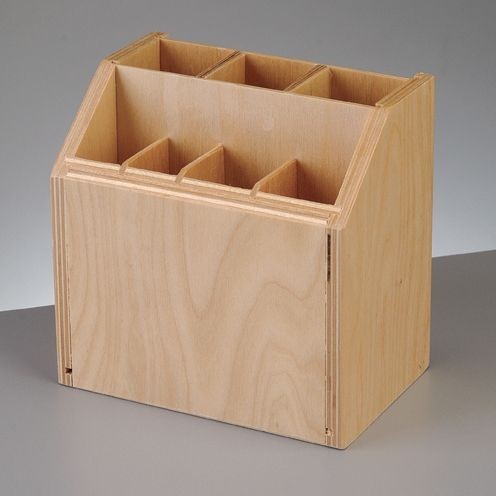 Holz Utensilo, Stifteköcher H14 x B14 x T9 cm roh