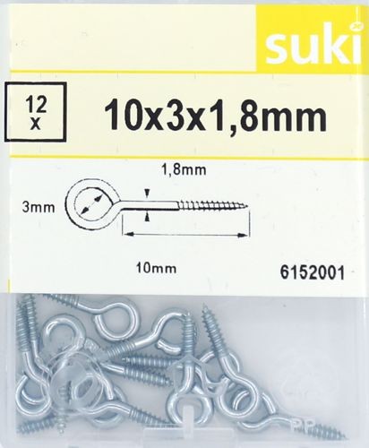 Ringschrauben-Set 10x3x1,8mm, 12 Stück