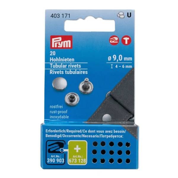 Hohlnieten Ø 9,0mm, 4-6mm silberfarben 20 Stück