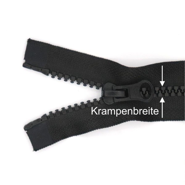 Begriffserklärung Zweiwege-Reißverschluss schwarz, Kunststoff, teilbar, bastelkiste.lu