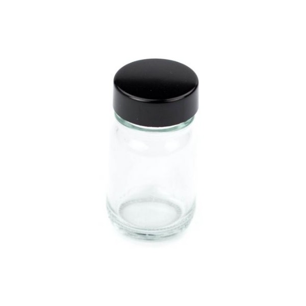 Glasflasche farblos, Glasfläschchen mit schwarzen Deckel 30 ml
