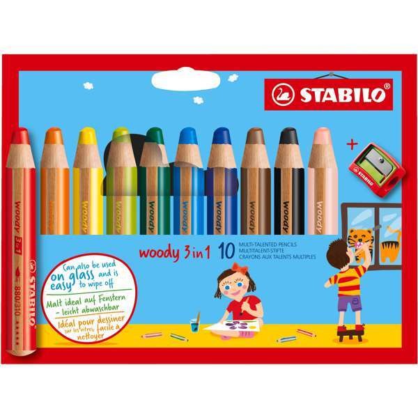 STABILO Woody 3in1 10er Set + Spitzer