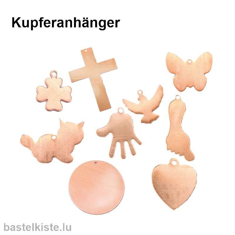 Kupferteile, Anhänger zum Emaillieren, bastelkiste.lu