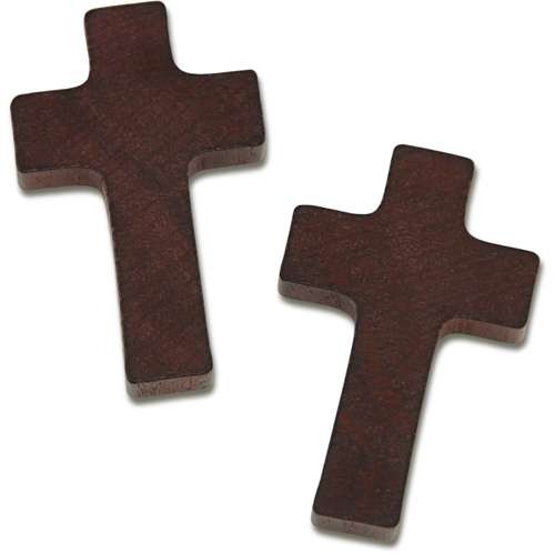 Holzkreuz braun für Rosenkranz, 35 x 21 x 5mm