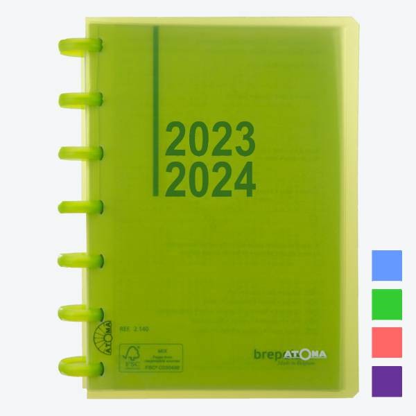 ATOMA Terminkalender Student 1Tag/Seite, transparent farblich sortiert