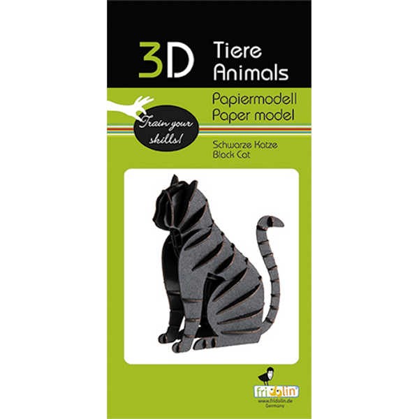 3D Papiermodell "Schwarze Katze" zum zusammenbauen