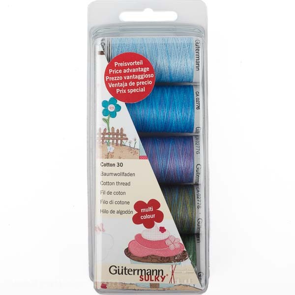 Stickfaden-Set Cotton 30, 5 Spulen, Multicolor 2 Gütermann