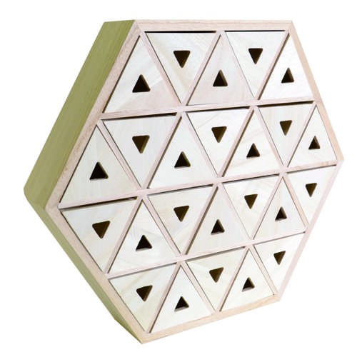 Adventskalender "HEXAGON" aus Holz mit 24 Schubladen