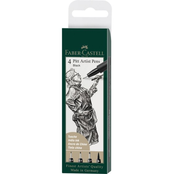 Tuschestift PITT artist pen 4er, S, F, M, B schwarz