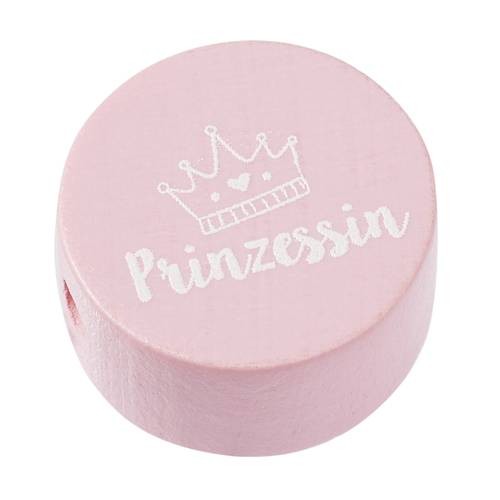 Holzperle flach rosa "PRINZESSIN"