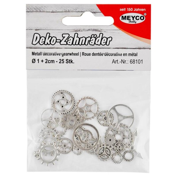 DEKO-Zahnräder "Silber" Ø 1-2cm, 25 Stück
