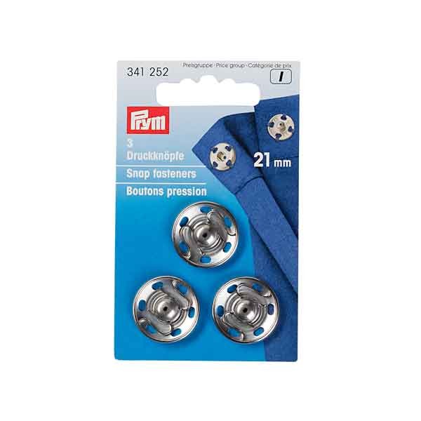 PRYM Annäh-Druckknöpfe, 21mm, silberfarbig