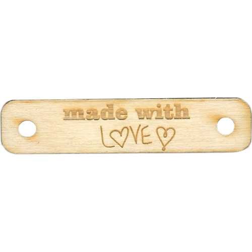 Holzlabel, Holzanhänger MADE WITH LOVE rechteckig