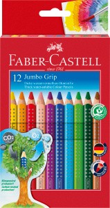 JUMBO Grip, 12er Set - Wasservermalbare Buntstifte (extra dick)