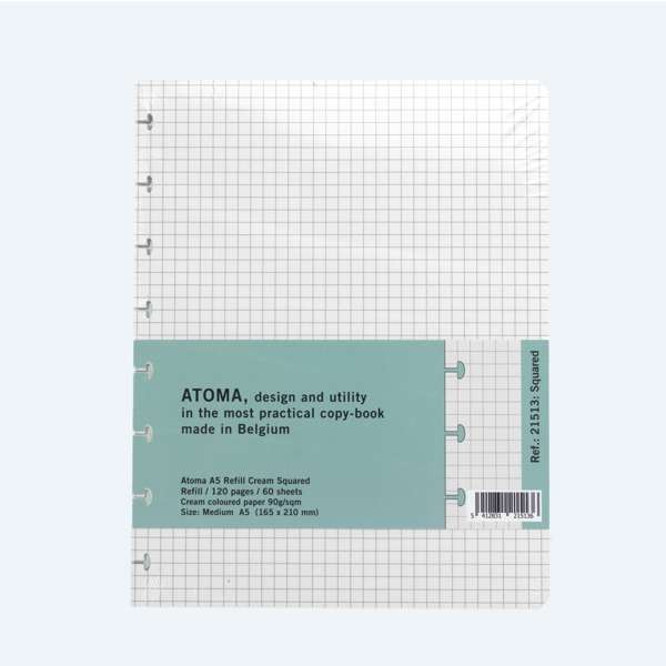 ATOMA REFILL DIN A5 90g/m² Cream Squared, kariert natur