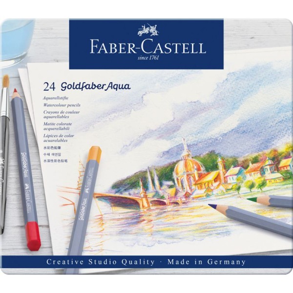 Goldfaber AQUA, 24 Aquarellstifte in Metallbox