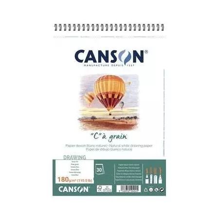 CANSON Zeichenpapier-Spiralblock "C" à grain, A5+, 180g/m², bastelkiste.lu