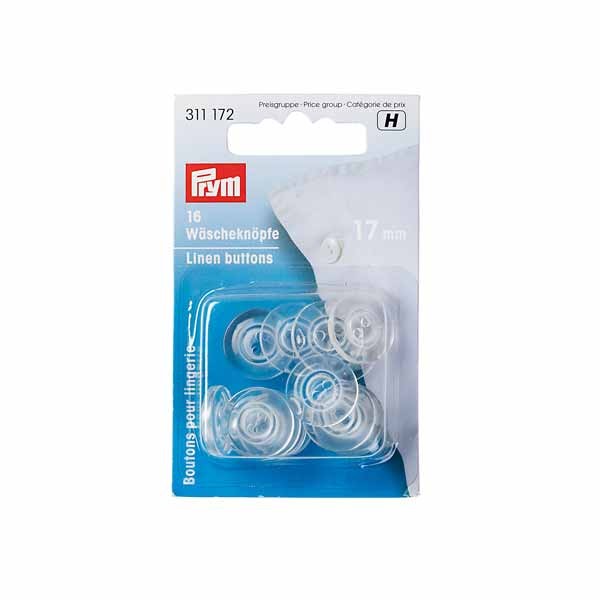 PRYM Wäscheknöpfe Kunststoff 17mm transparent 16 Stk.
