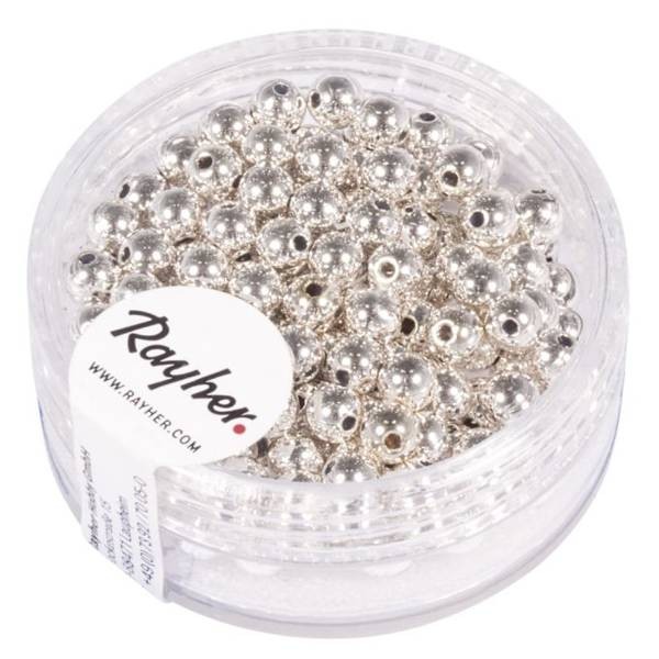 Plastik-Rundperlen Ø 4mm, silberfarben