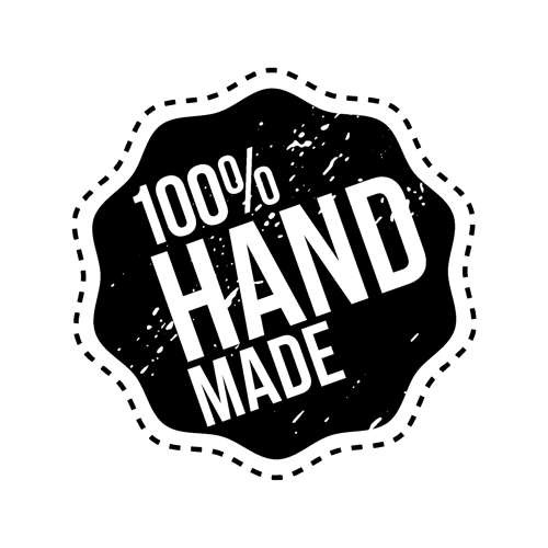 Holzstempel mit Silikonstempel "100% HANDMADE"