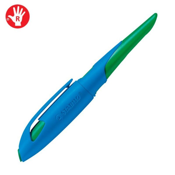 STABILO EASYbirdy Ergonomischer Schulfüller inkl. Patrone, himmelblau/grasgrün