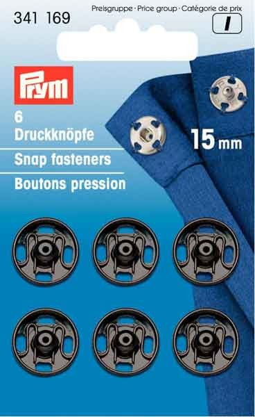PRYM Annäh-Druckknöpfe 15mm, schwarz 341169
