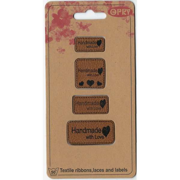 OPRY Leder Label "Made with Love" 4 Stück
