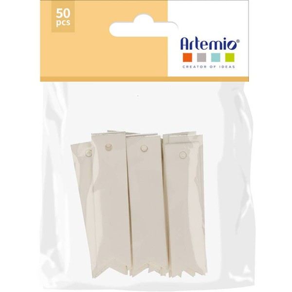 Etikettenfahnen weiß 15x60mm mit Befestigungsdraht, 50 Stück