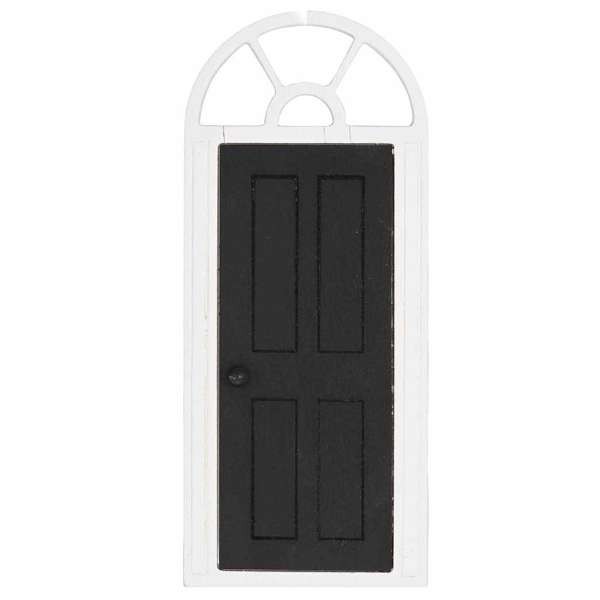 Miniatur Wohnungstür mit Bogen, Wichteltür 100 x 238 mm, schwarz
