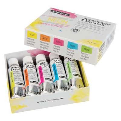 AKADEMIE Aquarell 5 x 5 ml Tube, ►NEON◄