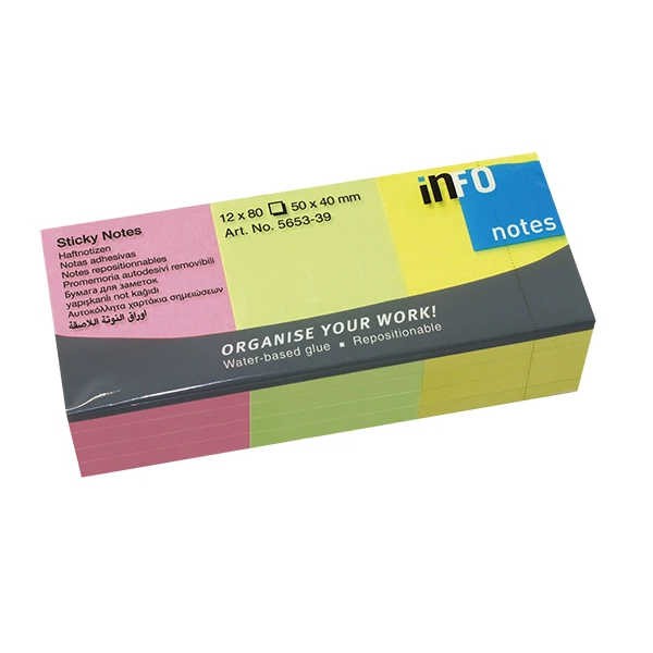 Haftnotizen 50x40mm, 3 Farben 12x80 Blatt