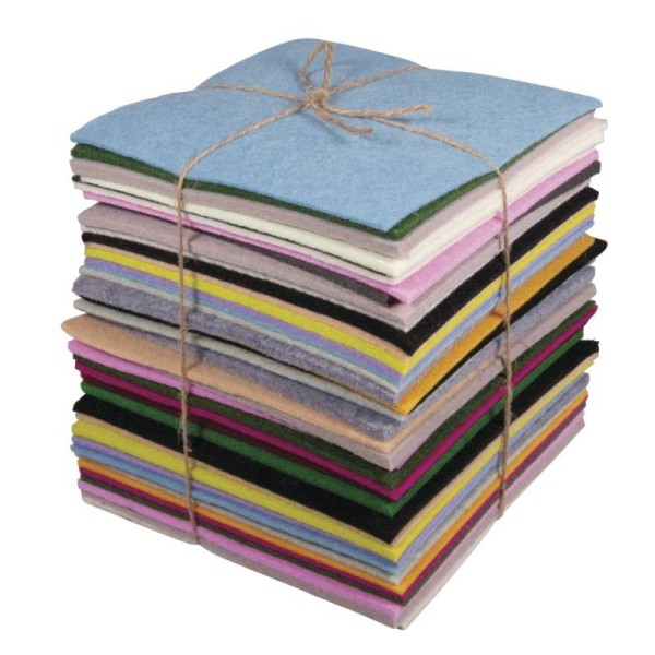 Filz Mix, Bastelfilz ca. 15x15cm, Stärke 1-5mm, Bund 500g, bunt