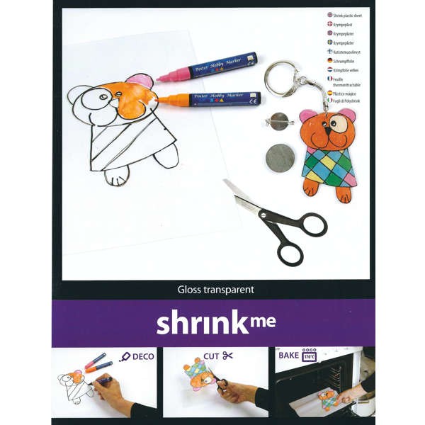 Shrink Folie, Schrumpffolie 100 Blatt 20x30cm glänzend transparent Grosspackung