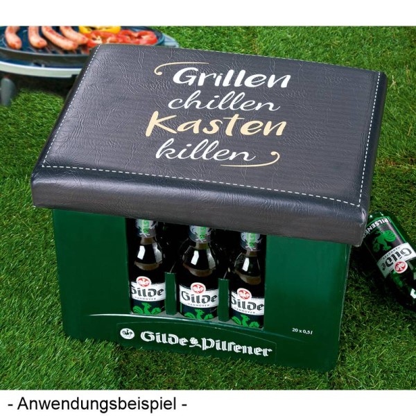 Sitzpolster rechteckig "Grillen, chillen Kasten killen" für Getränkekisten