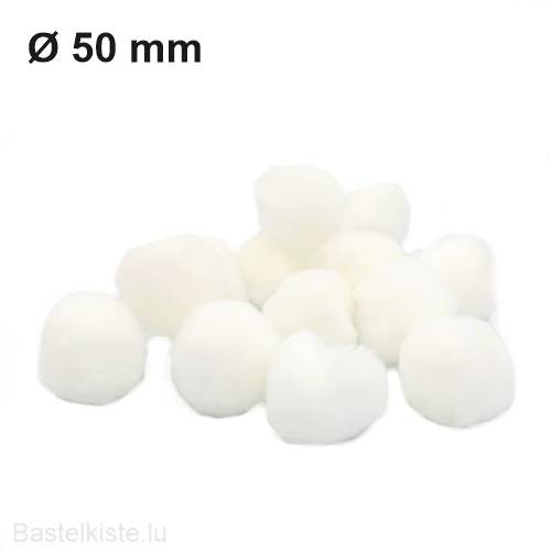 MAXI Pompons WEISS ø 50 mm 100 Stück