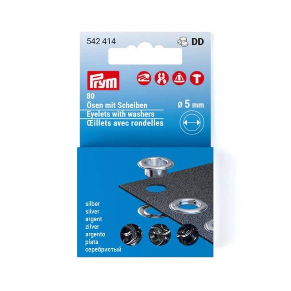 Ösen + Scheiben Ø 5mm silberfarbig, 80 Stück