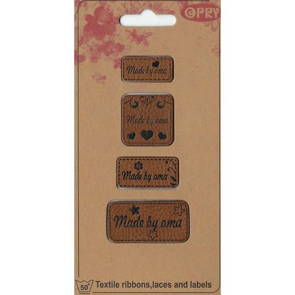 OPRY Leder Label "Made by oma" 4 Stück