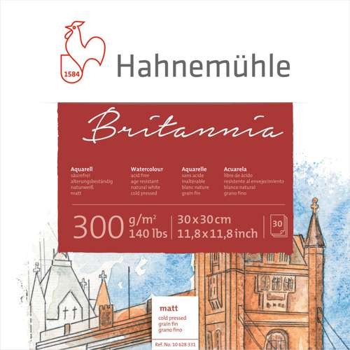 Hahnemühle Britannia Aquarellblock 300g/m², 30x30cm, 30 Blatt matt, cold pressed