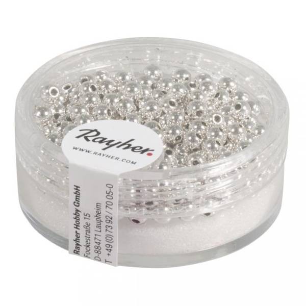 Plastik-Rundperlen Ø 3mm, silberfarben