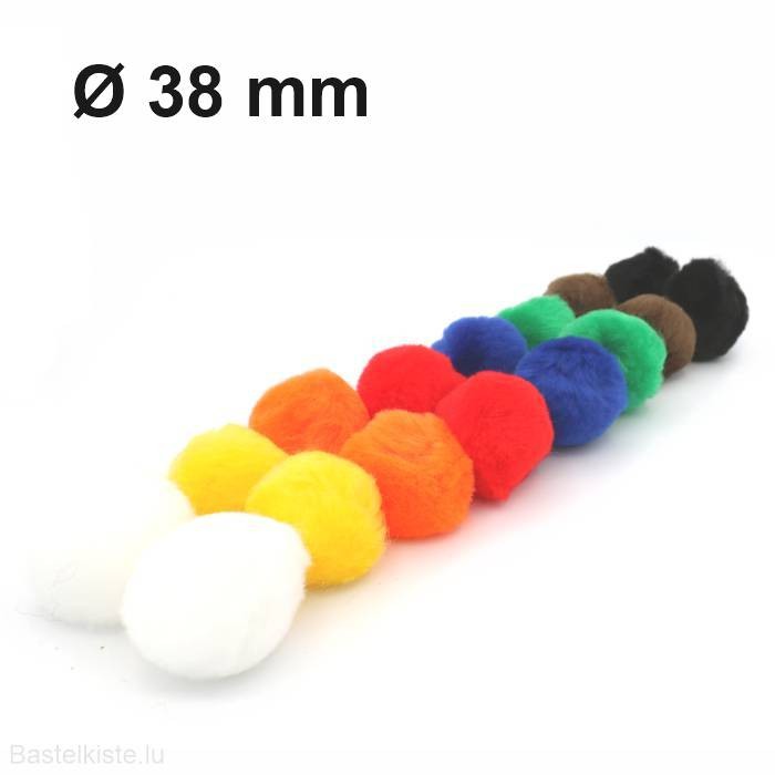 MAXI Pompons ø 38 mm 100 Stück, verschiedene Farben