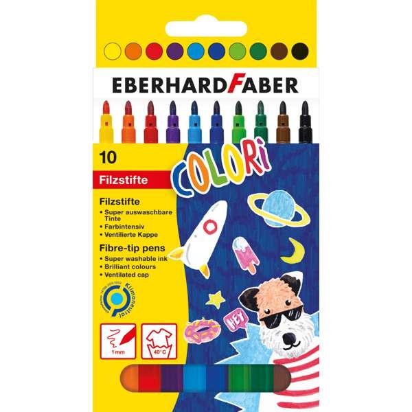 Colori Filzstifte dünn, Kartonetui mit 10 Farben