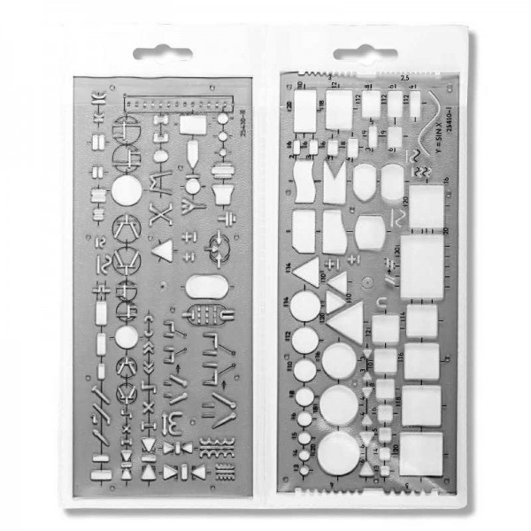 2-teilige Zeichenschablone Elektrotechnik, Elektronik