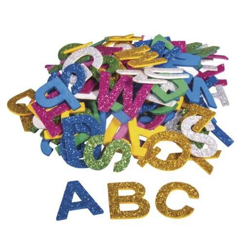 Moosgummi Alphabet, Glitter 3cm, selbstklebend, 130 Stück