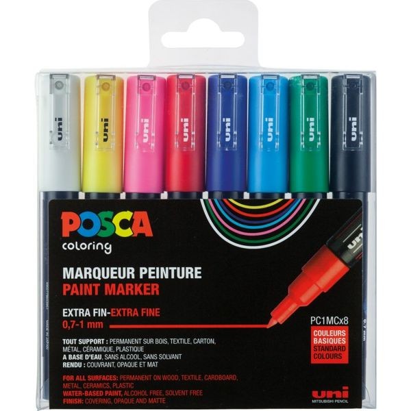 POSCA Acryl-Farbmarker 8er Set PC1MC Ø 1,0 mm