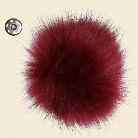 Kunstfell-Pompon Ø 10 cm, Farbe Burgundy