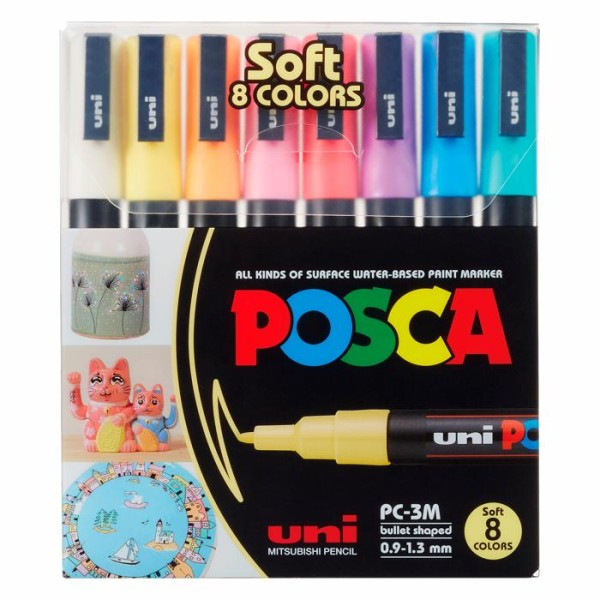 POSCA uni Paint Marker 8er Set PASTELL PC-3M 0,9 - 1,3mm
