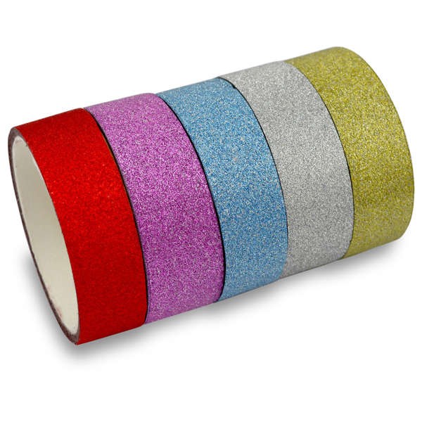 Deko Glitter Klebeband rot, pink, blau, silber, gold