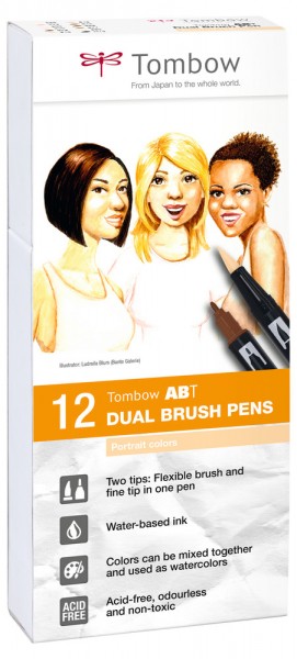 ABT DUAL BRUSH PENS 12er Set Portrait Colours